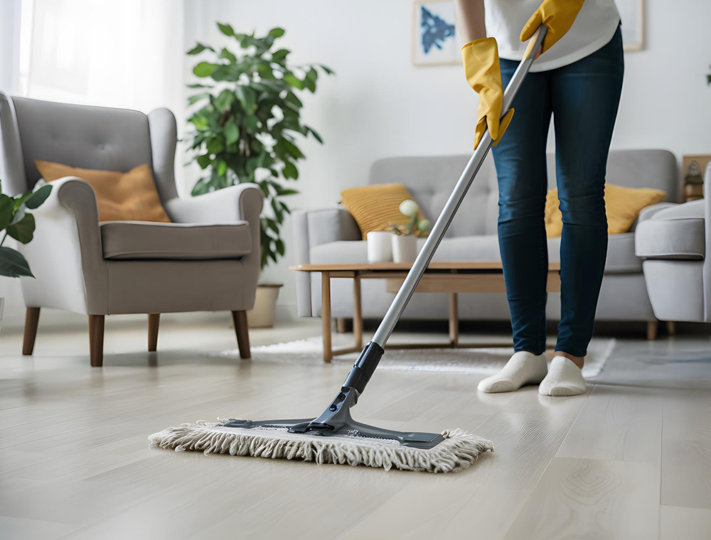 A homeowner performing regular maintenance on their home after improvements