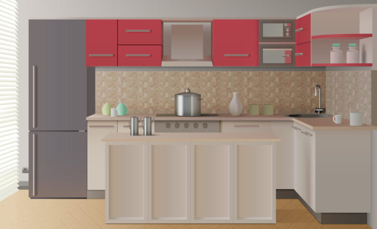 Modern kitchen cabinet installation, featuring sleek designs and efficient layout