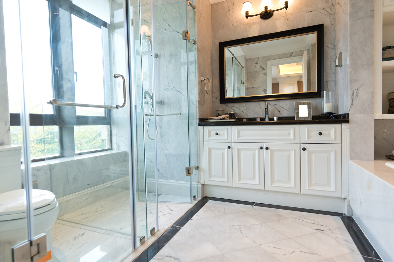 Elegant custom bathroom cabinets installed for a stylish and functional space